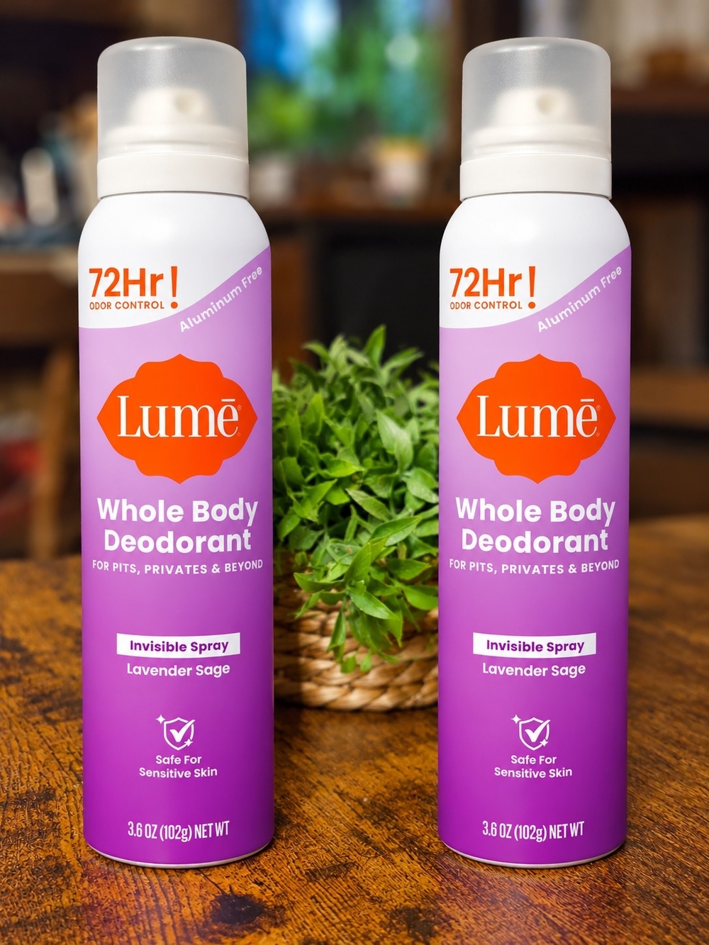Lume 2pc Bundle, Lavender Sage Whole Body Deodorant Spray 3.6oz Full Size